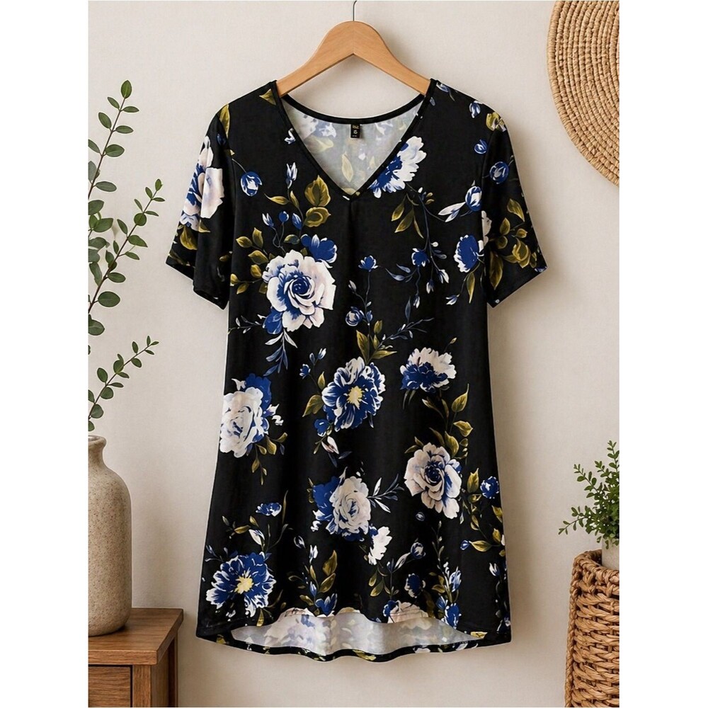 Christian Siriano Floral Short Sleeve Dress Large